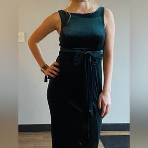 Elegant Velvet Green Dress
